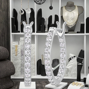 Pendientes de Aro de Moda al por Mayor, Circulares y Gruesos para Mujer, con Moissanita VVS, Plata 925, Certificados GRA - Product Image 3