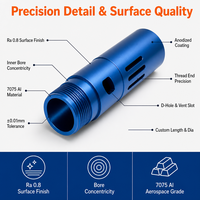 Tube de poignée de sabre laser en alliage d'aluminium 7075, usiné CNC de type suisse, anodisé bleu, personnalisable en couleur