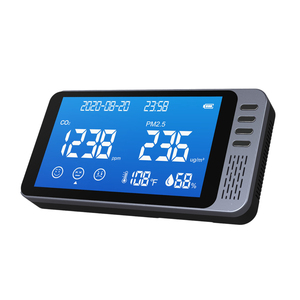 Moniteur de qualité de l'air mural CO2 et PM2.5, batterie au lithium rechargeable, CO2 (400-5000 ppm), matériau ABS - Product Image 1