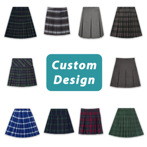 Factory Wholesale JK Design <strong>Green</strong> Plaid School Uniform Skort Dress Children's Winter Checkered Polyester <strong>Pleated</strong> <strong>Skirt</strong> for Kids - Product Image 3