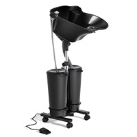 Fauteuil de lavage moderne pour salon avec repose-pieds réglable et réservoir en plastique pour hôtels et ateliers – Évier de lavage de cheveux confortable