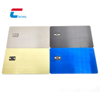 Tarjeta de Visita Metálica Híbrida de Oro de 24k con Doble Interfaz NFC RFID, Chip EMV, Pago Sin Contacto Personalizado, Resistente al Agua, 13.56MHz