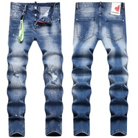 Nouveau jean bleu pour homme, coupe droite élastique, taille brodée, style business, collection automne