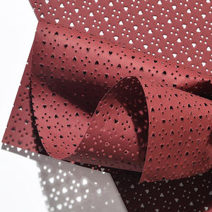 Cadeau de la Saint-Valentin Papier d'emballage de fleurs en coton avec maille de coeur creux Papier d'art coloré de couleur unie - Product Image 6