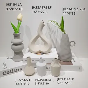 Decorazioni minimaliste vasi di fiori moderni in ceramica bianca cave cuore opaco Pampas
