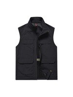 Gilet d'extérieur personnalisé pour homme avec logo, 1 pièce MOQ, veste multi-poches décontractée pour photographie et pêche, printemps-automne