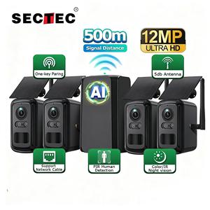 Halow Wifi 500m dài khoảng cách truyền dẫn 4CH năng lượng mặt trời wifi Bộ dụng cụ phạm vi Extender IP66 Wifi Cắm và chơi không dây năng lượng mặt trời Máy ảnh <span class=keywords><strong>Kit</strong></span> - Product Image 1