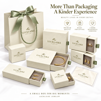Ensemble d'emballage de luxe en carton rigide pour bijoux, avec boîte à anneaux à tiroir dorée, sac cadeau, longue boîte et pochette d'expédition pour la vente en boutique