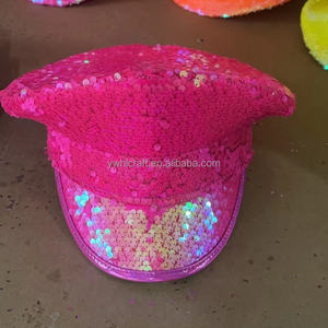 HLC Compra Gorro de Capitán con Lentejuelas Rojo, Verde, Rosa, Dorado, Naranja y Amarillo de los Años 80 para Disfraces, Fiestas y Decoración de Festivales - Product Image 3