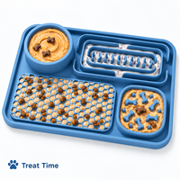 Grand tapis de léchage et d'alimentation lente en silicone pour chien, tapis de léchage pour animaux de compagnie avec bol intégré
