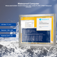 PC Industrial Todo en Uno de Alto Rendimiento con Windows 10, 17 Pulgadas, J1900/J6412/I3/I5, HD 1080P, Laminación Completa, IP66, Totalmente Impermeable, 8GB
