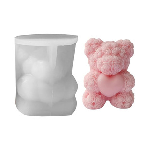 Valentinstag Bärenform Umweltfreundliche Ungiftige Silikonform DIY Kristall-Epoxid Aromatherapie Kerzen Gips-Dekorationen - Product Image 5