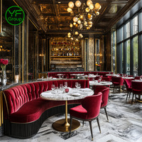 Ensemble Table et Chaises de Luxe Personnalisables en Pierre Frittée avec Banquettes en Velours pour Restaurants, Cafés et Hôtels