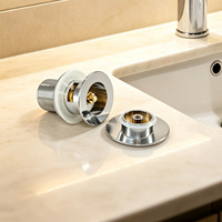 Vanne de vidange escamotable chromée pour lavabo avec trop-plein, en laiton et acier inoxydable, type clic-clac, 66 mm G1 1/4, anti-odeur