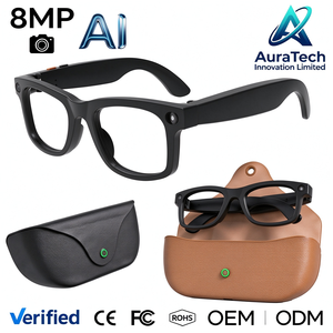 Lunettes caméra intelligentes AuraTech AIMB-G9, enregistreur vidéo HD 1080P 8MP, assistant vocal IA, musique Bluetooth avec étui de charge 2000 mAh - Product Image 6