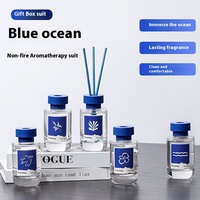 Fangdi 120ml Série Océan Bleu Diffuseur de parfum sans flamme à bâtonnets pour huiles essentielles, Désodorisant d'ambiance pour hôtel et maison, Coffret cadeau, Durée 60 jours 60-90