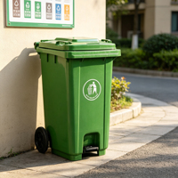 Conteneur à déchets en plastique robuste inclinable à 360° avec roues pour la collecte et l'élimination des déchets commerciaux