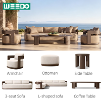 Moderne Luxus-Sektionalsofa-Garnitur aus Teakholz für den Garten, Langlebige Outdoor-Möbel für Hotels, Aluminium-Gartensofa-Set