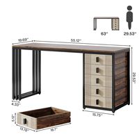 Tribesigns Bureau d'ordinateur modulaire moderne, bureau en bois plaqué avec tiroirs réversibles, tables d'étude de bureau