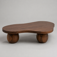 Table basse en bois rétro haut de gamme, table basse en bois irrégulière, pièce maîtresse vintage pour le salon
