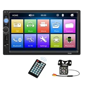 7018 harga pabrik layar sentuh mobil 7 inci 2 Din pemutar Dvd Multimedia Monitor Stereo Universal dengan kamera Radio mobil