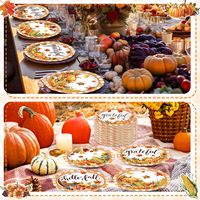 Assiettes à dessert de Thanksgiving, fournitures jetables d'automne, ensemble de vaisselle pour gâteaux de la récolte de citrouilles, pour fête de Thanksgiving d'automne