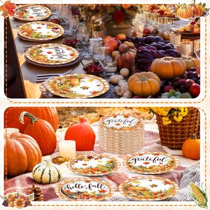 Platos de Postre para Acción de Gracias, Artículos Desechables de Otoño, Juego de Vajilla con Diseño de Calabaza para la Mesa de Pastel de la Fiesta de Acción de Gracias - Product Image 6