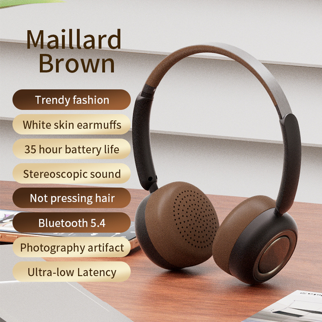 Retro Style On-Ear Over-Ear Blue-tooth Wireless Headphones Lightweight Design High-Fidelity Sound Quality Clear Tone Headset