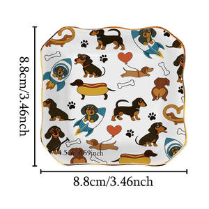 1 adet <span class=keywords><strong>Dachshund</strong></span> baskı desenleri alyans çanak nedime hediye takı çanak nişan yüzüğü tutucu - Product Image 2