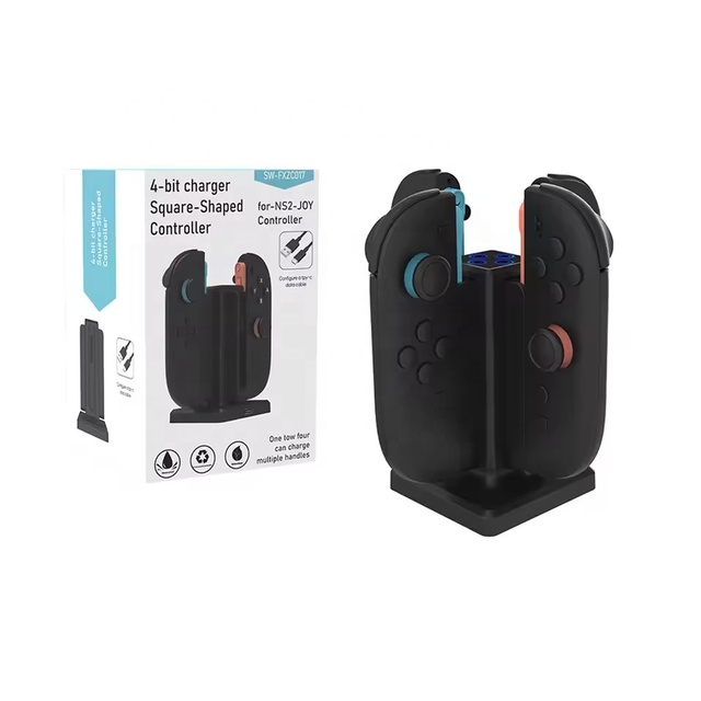 For Switch 2 Magnetic Charger Stand 4 in 1 Charging Dock LED Indicators Charging Base for Nintendo Switch 2 Joy-Con Controller