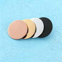 Porte-monnaie en acier inoxydable gravé au laser et imprimé en couleur, porte-clés vierges (cercle plein 25mm/30mm) - Commerce transfrontalier