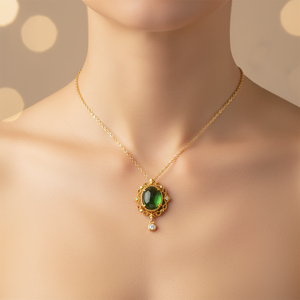 Colgante de Jade Verde Maya Feicui, Jade Natural de Grado A, Colgante Grande en Forma de Huevo, Grado Hielo, Collar de Oro de 24K, Venta al por Mayor de Fábrica - Product Image 6