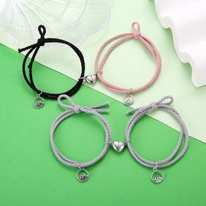 Pulsera de Pareja con Cierre Magnético, Pulsera Creativa de Cuerda, Amistad, Joyería para Hombre y Mujer, Regalo, Pulsera con Dijes, 2 Piezas - Product Image 2