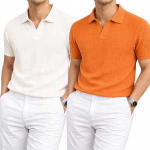 Polo en maille gaufrée à revers pour hommes et femmes, texture nid d'abeille, hauts vierges, surplus RMG du Bangladesh, vente en gros - Product Image 1