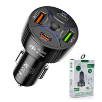 Chargeur de voiture USB 4-en-1 63W QC3.0 30W PD 4 ports Entrée 9V/2A Sortie 3.1A Matériau ABS Adaptateur de voiture Bloc de charge rapide