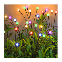 Solar Powered Firefly Swaying by Wind 8 LED Light Starburst RGB Cambiable Decorativo Romántico Césped Bombilla Lámpara para Boda Patio