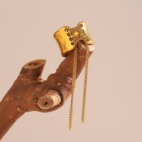 Ins beliebte Gold Metall Korsett Gürtel Ketten ring wasserdichte offene Design Quaste breite Band Ringe für Damen