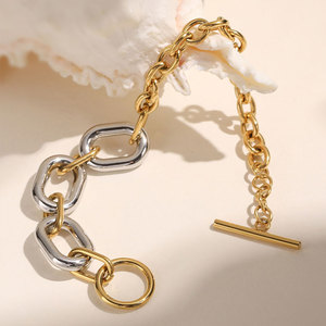 Bracelet en vrac de luxe en acier inoxydable 316L plaqué or 14k 18k, bracelets et joncs de mode, bracelet trombone OT pour femme - Product Image 4