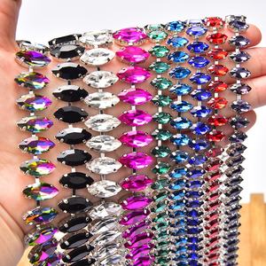 Mode coloré cheval oeil <span class=keywords><strong>verre</strong></span> strass métal garniture <span class=keywords><strong>Marquise</strong></span> feuille cristal chaîne bricolage collier vêtements appliques accessoires - Product Image 2