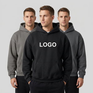 เสื้อฮู้ดดี้สตรีทแวร์แบบหนา 350 กรัม ผ้าฝ้ายฟลีซ ไม่มีเชือกผูก ทรงบ็อกซี่ รับผลิตตามสั่ง ขายส่ง - Product Image 1