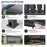 Pergola Bioclimatique Motorisée de Luxe en Aluminium pour Jardin, Toit de Patio à Lames Orientables, avec Écran Latéral – Direct Usine