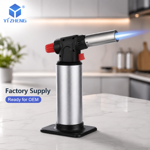 Briquet torche au butane rechargeable de haute qualité en métal bleu, flamme fixe et réglable, design classique pour le camping - Product Image 4