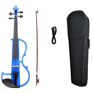 Violín <span class=keywords><strong>el</strong></span>éctrico <span class=keywords><strong>de</strong></span> cuerpo sólido 4/4, silencioso, para práctica, con arco, estuche, cable y accesorios para músicos principiantes - Product Image 5