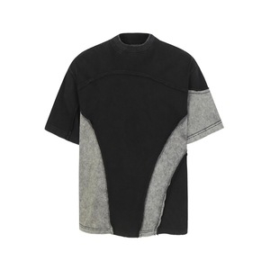 <span class=keywords><strong>T</strong></span>-<span class=keywords><strong>shirt</strong></span> da <span class=keywords><strong>uomo</strong></span> estiva casual deconstruita, girocollo, a maniche corte, in puro cotone traspirante, con orlo grezzo e inserti a contrasto, vestibilità ampia e di tendenza - Product Image 5