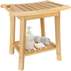 Tabouret de salle de bain en bois Chenjia avec étagère de rangement pour la douche et l'organisation des serviettes - Product Image 1