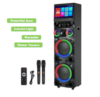 Altavoz de Karaoke OEM GD-1415 con Pantalla Táctil de 120W, Doble Altavoz de 12 Pulgadas de Madera, Entrada Auxiliar, Luces LED RGB, Micrófono, Reproducción de Video y DJ