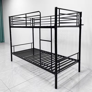 Cama litera metálica de dos pisos con estructura de tubo cuadrado, económica, de hierro. - Product Image 5