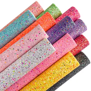 High Quality Custom Glitter Waterproof Vinyl Pu For Hair Bow Bags Shoes Crafts Chunky Glitter Leather