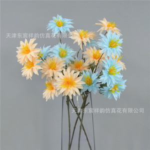 Dongchen Crafts Artificial Chrysanthemum <b>Flowers</b> 5 Heads Per Stem <b>Silk</b> <b>Flower</b> Polyester Petals For Home Wedding Decor - Product Image 2