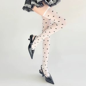 Wholesale Over Knee Long <strong>Socks</strong> White Black Dots Cosplay Stocking School Girls Thigh High <strong>Sock</strong> - Product Image 1